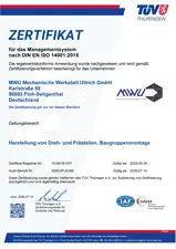 Vorschau Zertifikat ISO14001 deutsch